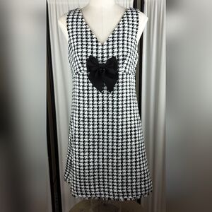 Kate Spade New York Houndstooth Tweed‎ Bow Dress Black & White